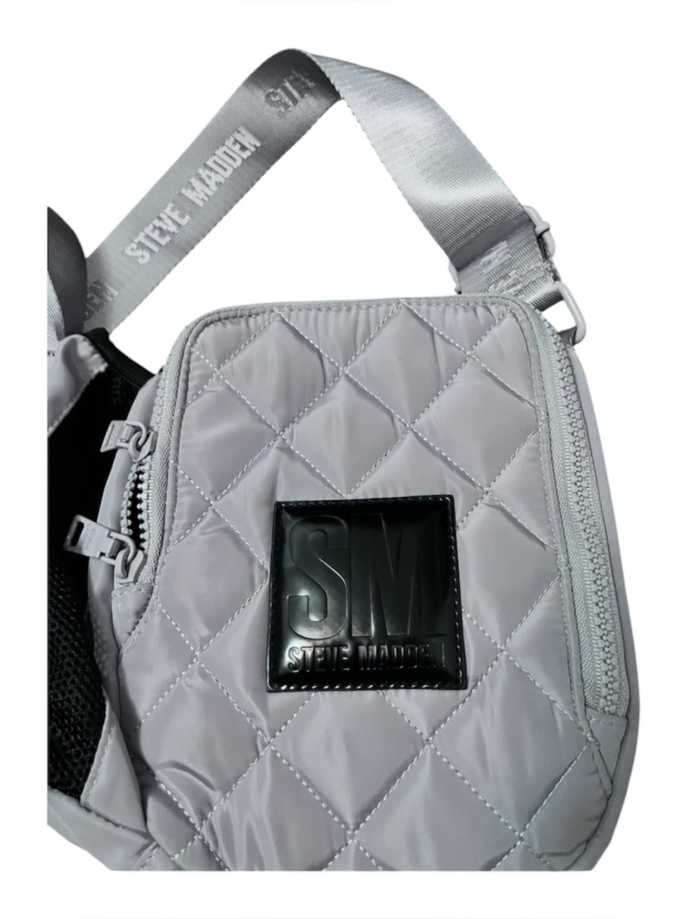 Steve Madden White Quilted Mini Crossbody Bag